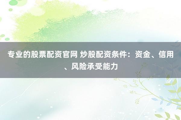 专业的股票配资官网 炒股配资条件：资金、信用、风险承受能力