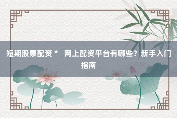 短期股票配资 *   网上配资平台有哪些？新手入门指南
