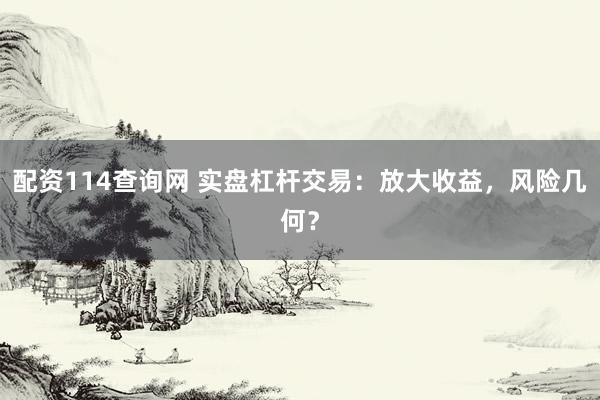 配资114查询网 实盘杠杆交易：放大收益，风险几何？