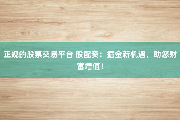 正规的股票交易平台 股配资：掘金新机遇，助您财富增值！