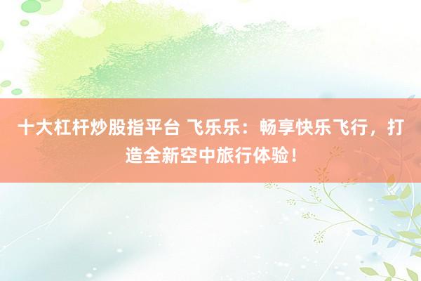 十大杠杆炒股指平台 飞乐乐：畅享快乐飞行，打造全新空中旅行体验！