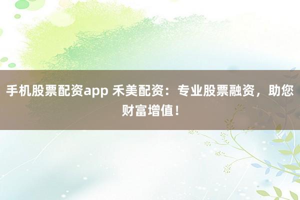 手机股票配资app 禾美配资：专业股票融资，助您财富增值！