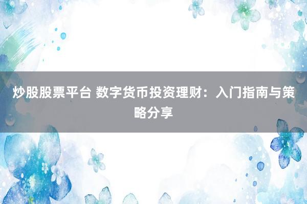 炒股股票平台 数字货币投资理财：入门指南与策略分享