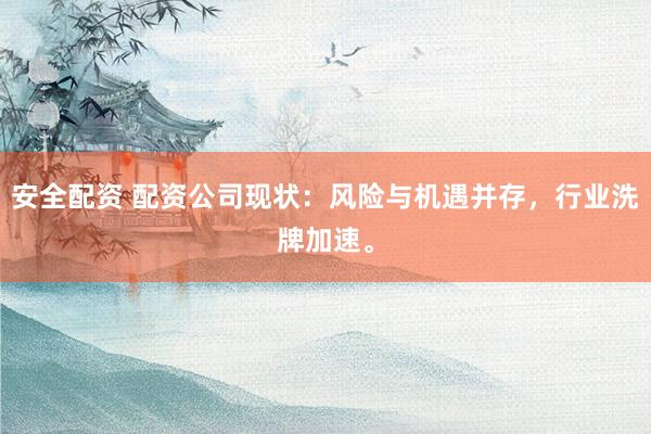 安全配资 配资公司现状：风险与机遇并存，行业洗牌加速。