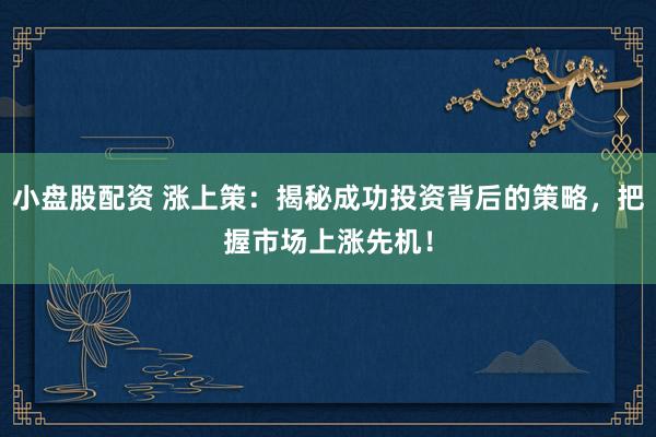小盘股配资 涨上策：揭秘成功投资背后的策略，把握市场上涨先机！