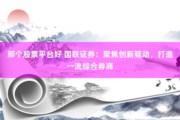 那个股票平台好 国联证券：聚焦创新驱动，打造一流综合券商