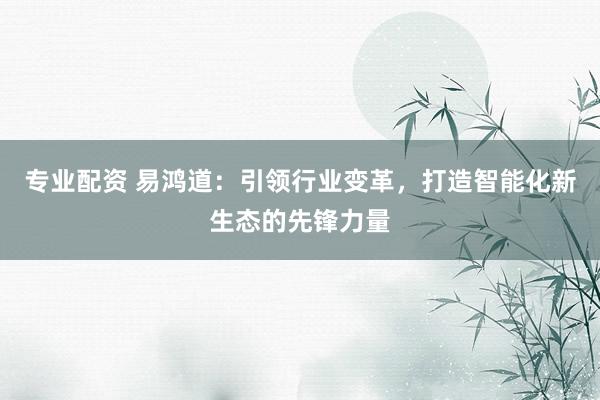 专业配资 易鸿道：引领行业变革，打造智能化新生态的先锋力量