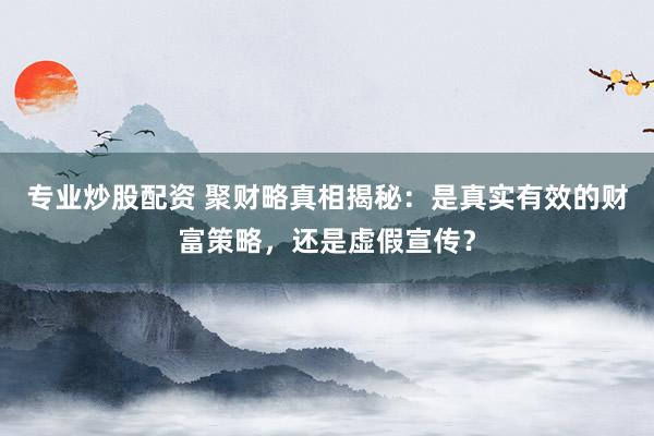 专业炒股配资 聚财略真相揭秘：是真实有效的财富策略，还是虚假宣传？