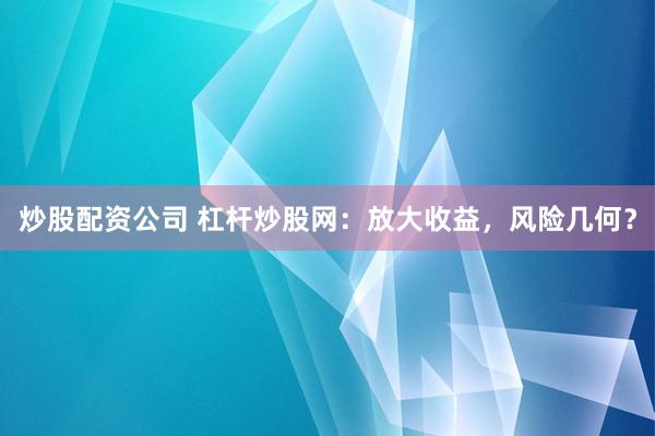 炒股配资公司 杠杆炒股网：放大收益，风险几何？