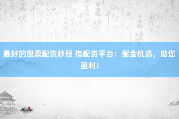 最好的股票配资炒股 指配资平台:掘金机遇,助您盈利!