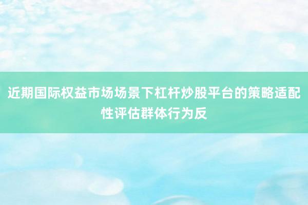 近期国际权益市场场景下杠杆炒股平台的策略适配性评估群体行为反