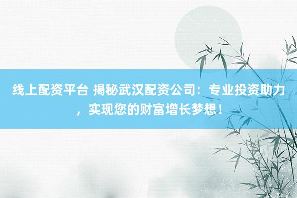 线上配资平台 揭秘武汉配资公司：专业投资助力，实现您的财富增长梦想！
