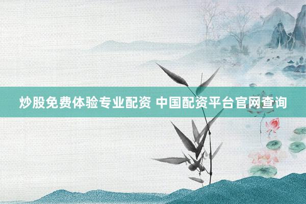 炒股免费体验专业配资 中国配资平台官网查询