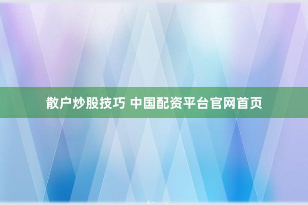 散户炒股技巧 中国配资平台官网首页
