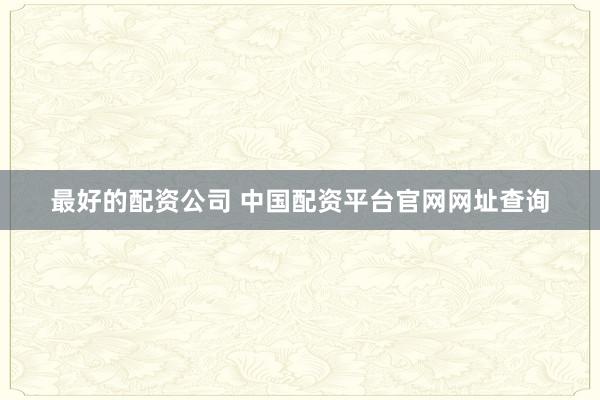 最好的配资公司 中国配资平台官网网址查询