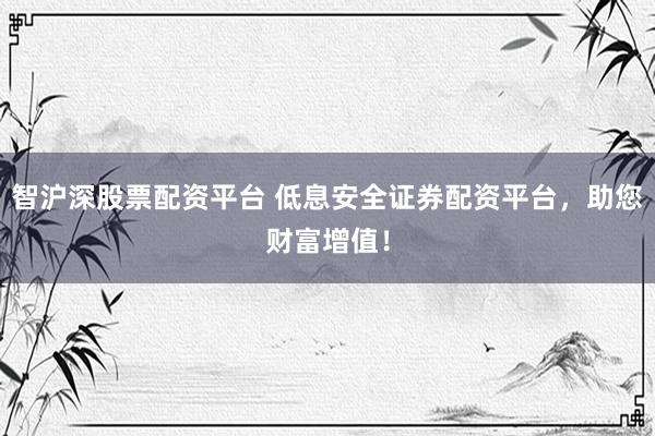智沪深股票配资平台 低息安全证券配资平台，助您财富增值！