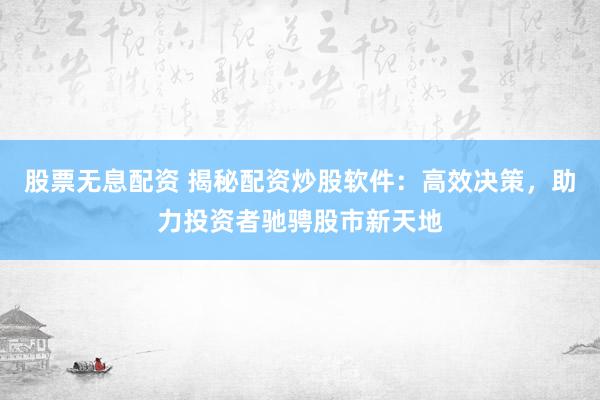 股票无息配资 揭秘配资炒股软件：高效决策，助力投资者驰骋股市新天地