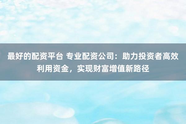 最好的配资平台 专业配资公司：助力投资者高效利用资金，实现财富增值新路径